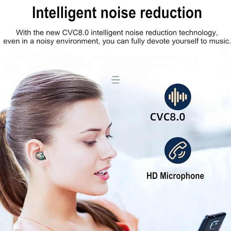 F9 Brezžične slušalke Bluetooth TWS LED Dislpaly Binauralne slušalke Vodoodporne HD Calling CVC 8.0 Slušalke za zmanjšanje hrupa