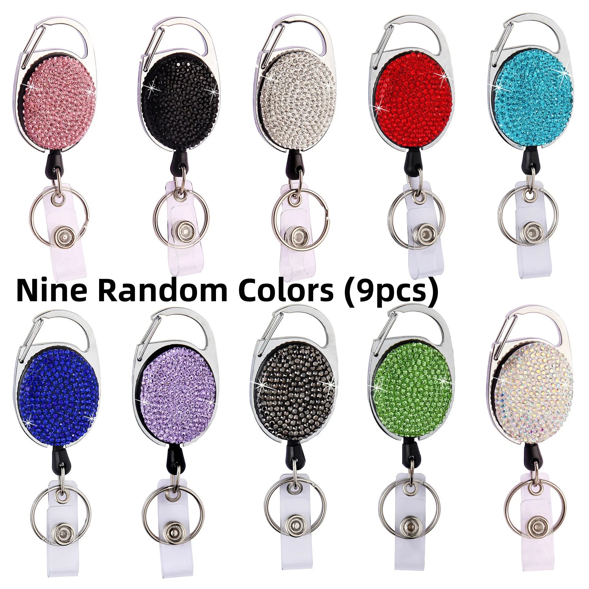 Retractable Crystal ID Badge Reel Keychain