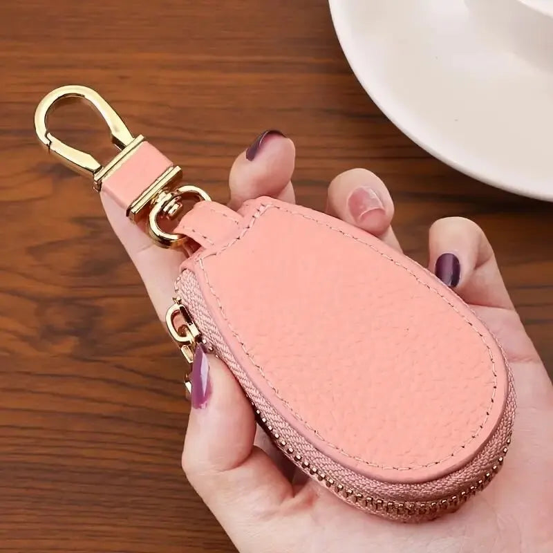 1PCS Leather Zipper Key Wallet Keychain Multifunctional Mini Purse Key Holder Case