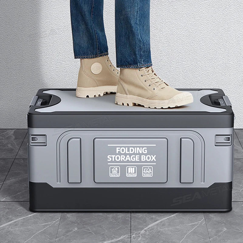 SEAMETAL Large-Capacity Foldable Storage Box for Car Trunk Organizer 61L Large-Bearing Thicken Storage Box for Camping/Fishing