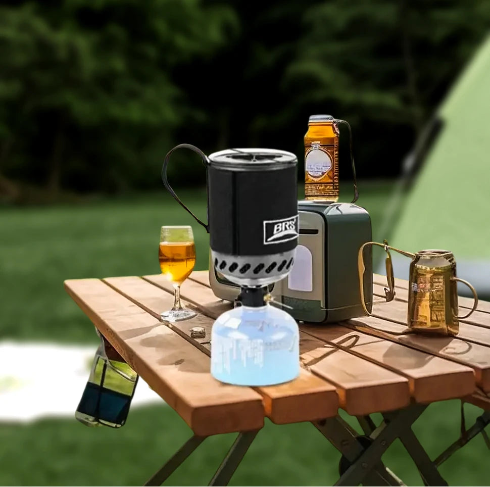 BRS-61 Camping Stove Kit with 1500W Heat Collecting Pot