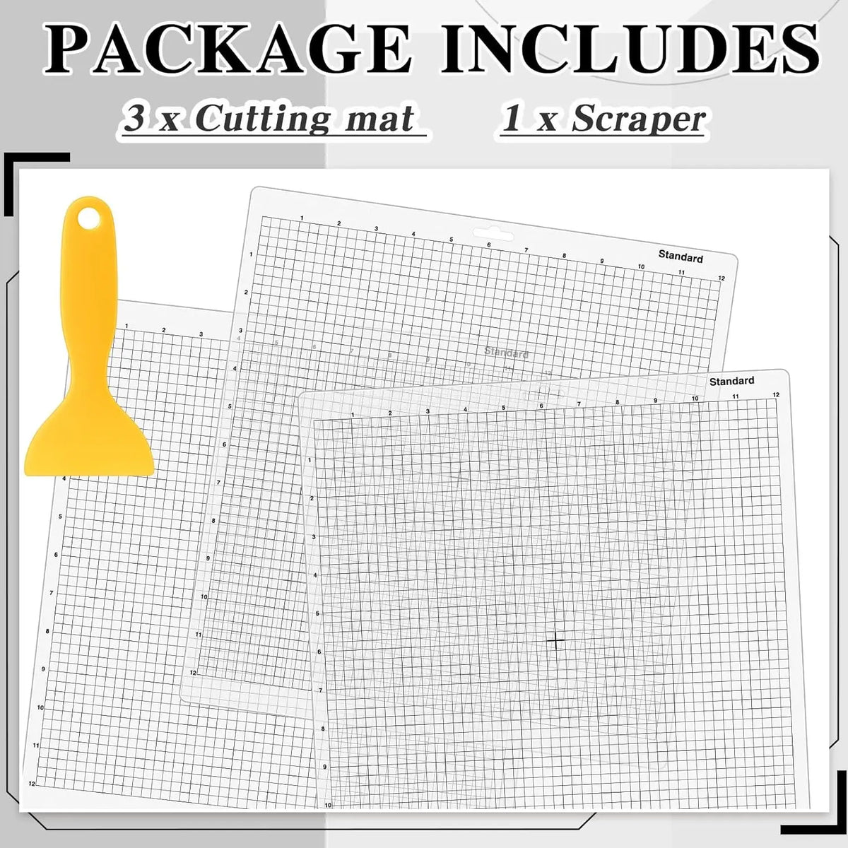 Standard-Grip Cameo Cutting Mats with Scraper, 3-Pack
