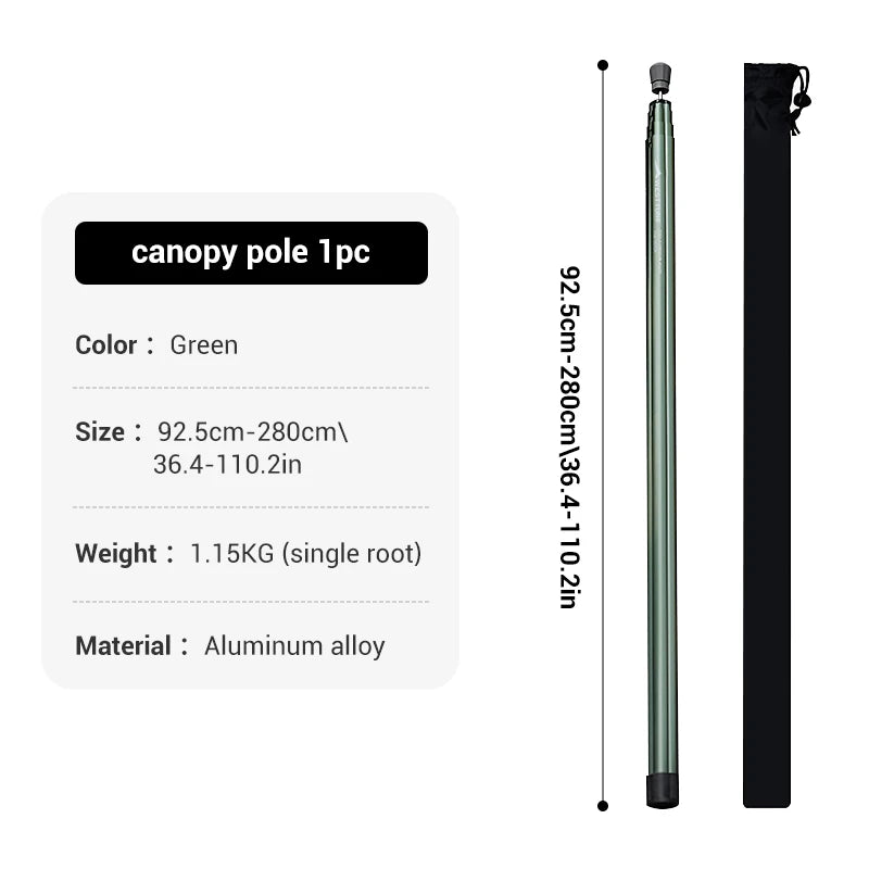 Adjustable Aluminum Tent Pole for Camping, Beach Shelters