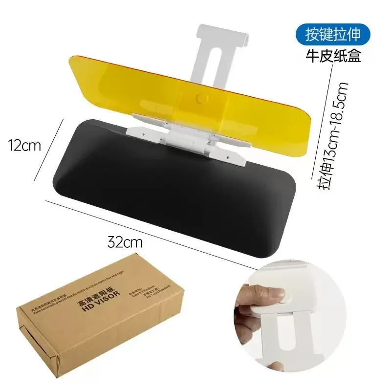Clip-On Car Sun Visor Extension with Grey & Yellow Panels