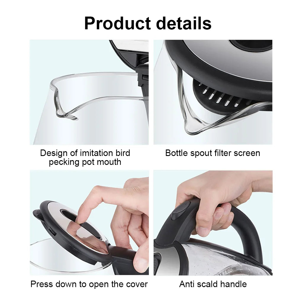 Bollitore elettrico in vetro da 2 litri 220 V