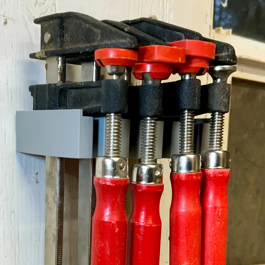 Wall-Mounted F-Style Clamp Holder for Workshop Storage