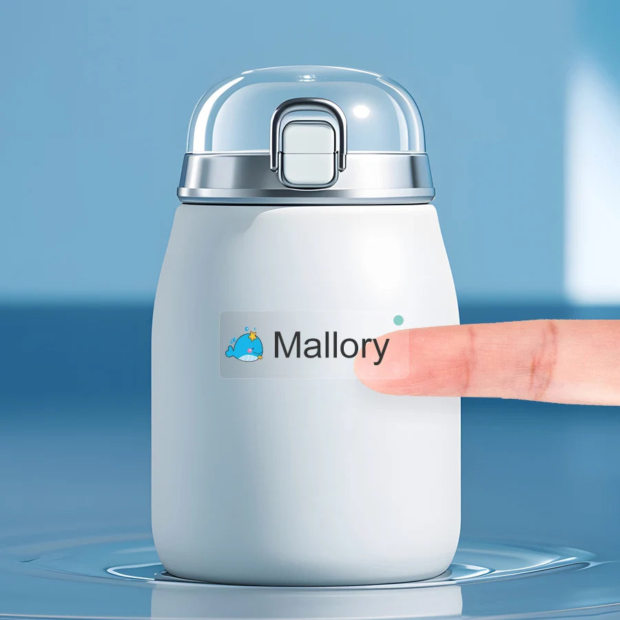 Custom Waterproof Transparent Name Stickers - Personalized Multilingual Labels for Kids School Supplies (Hebrew/English/Spanish)