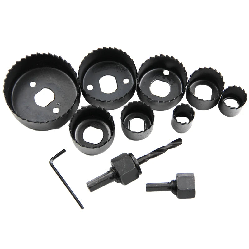 Eleven-Piece Hole Saw Set for Wood and Plasterboard