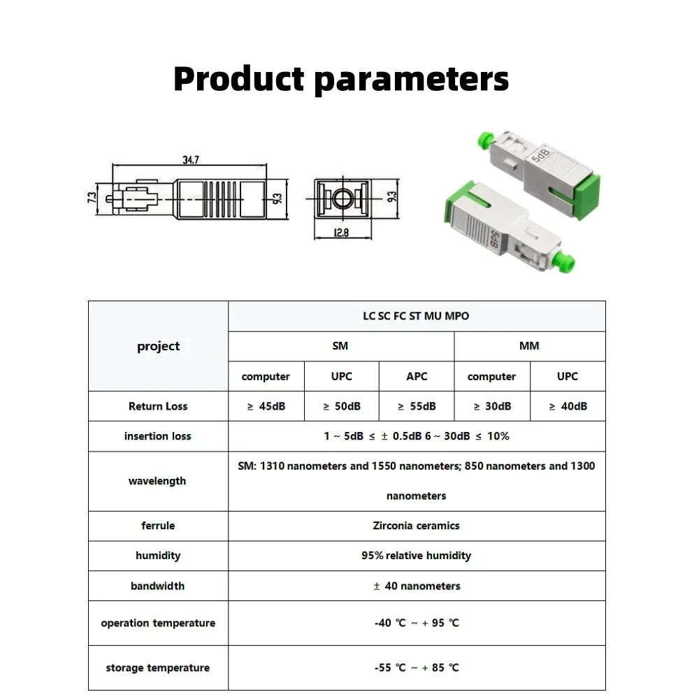 SC/APC-fiberattenuator - flere dB-muligheder