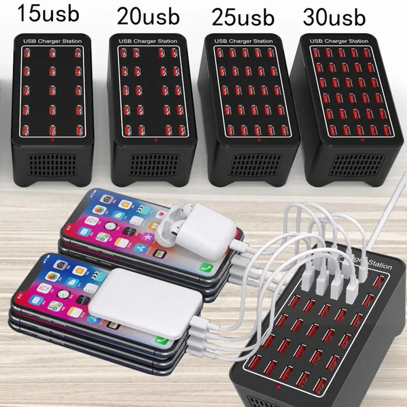 Multiport USB-A Charging Station, 10–30 Ports, 5V Output