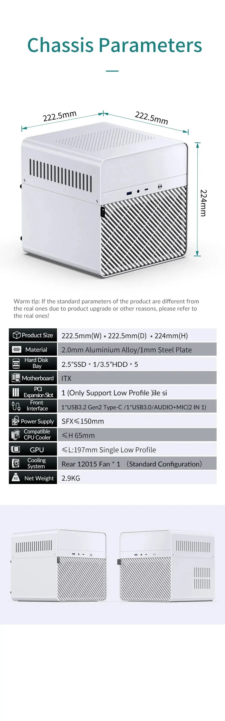 JONSBO N2 NAS Custodia Mini ITX in Alluminio per Home Office Intrattenimento Gioco Computer Server Host ITX Supporta 5 Hard Disk Alimentatore SFX