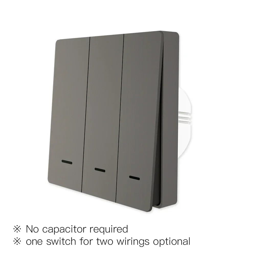 MOES Tuya ZigBee Smart Light Switch No Neutral Wire No Capacitor Needed Smart Life 2/3 Way Works with Alexa Google Home 2mqtt