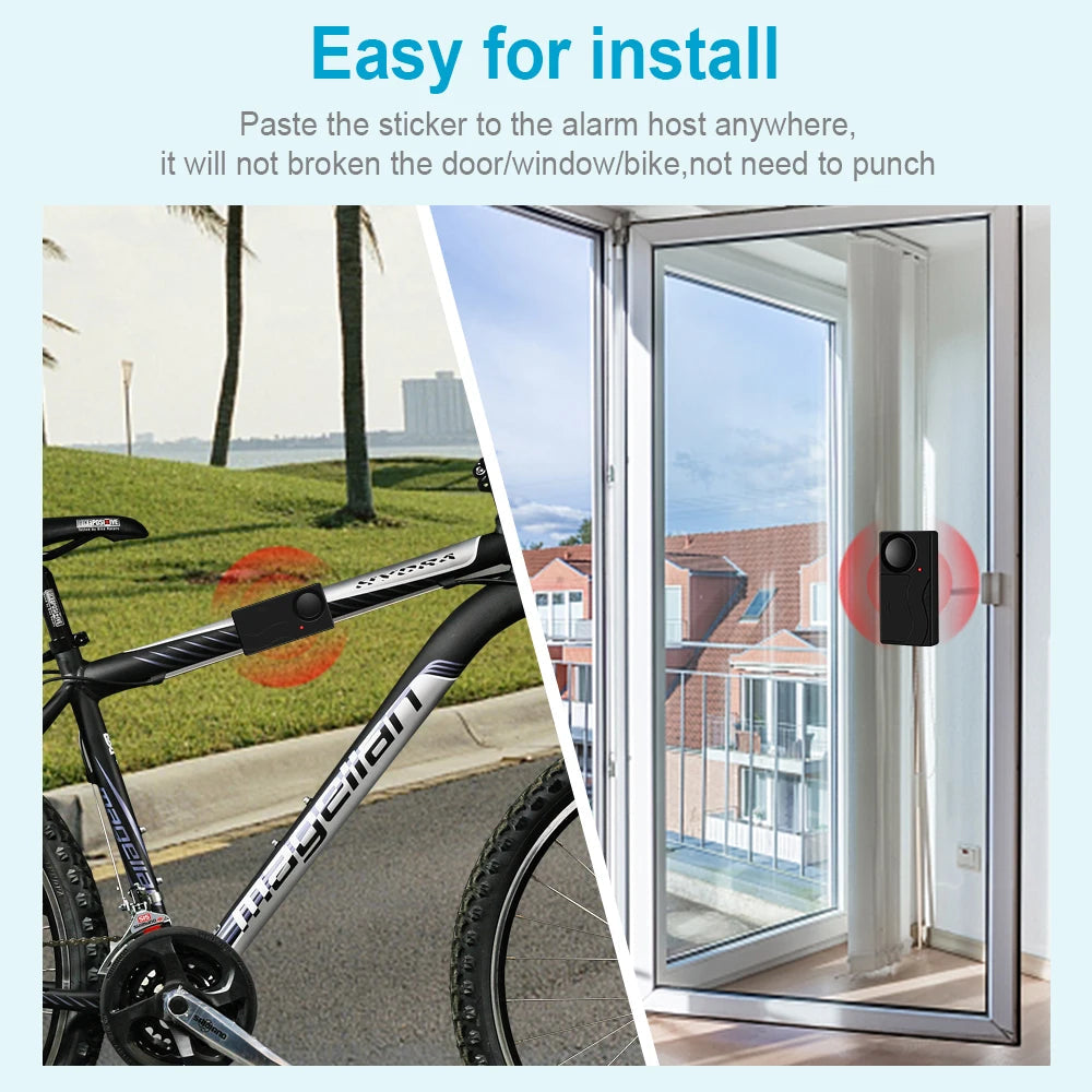 Awapow Wireless Vibration Bike Alarm With Remote Control Anti-Theft Door And Window Alarm 110dB Loud Home Bicycle Security