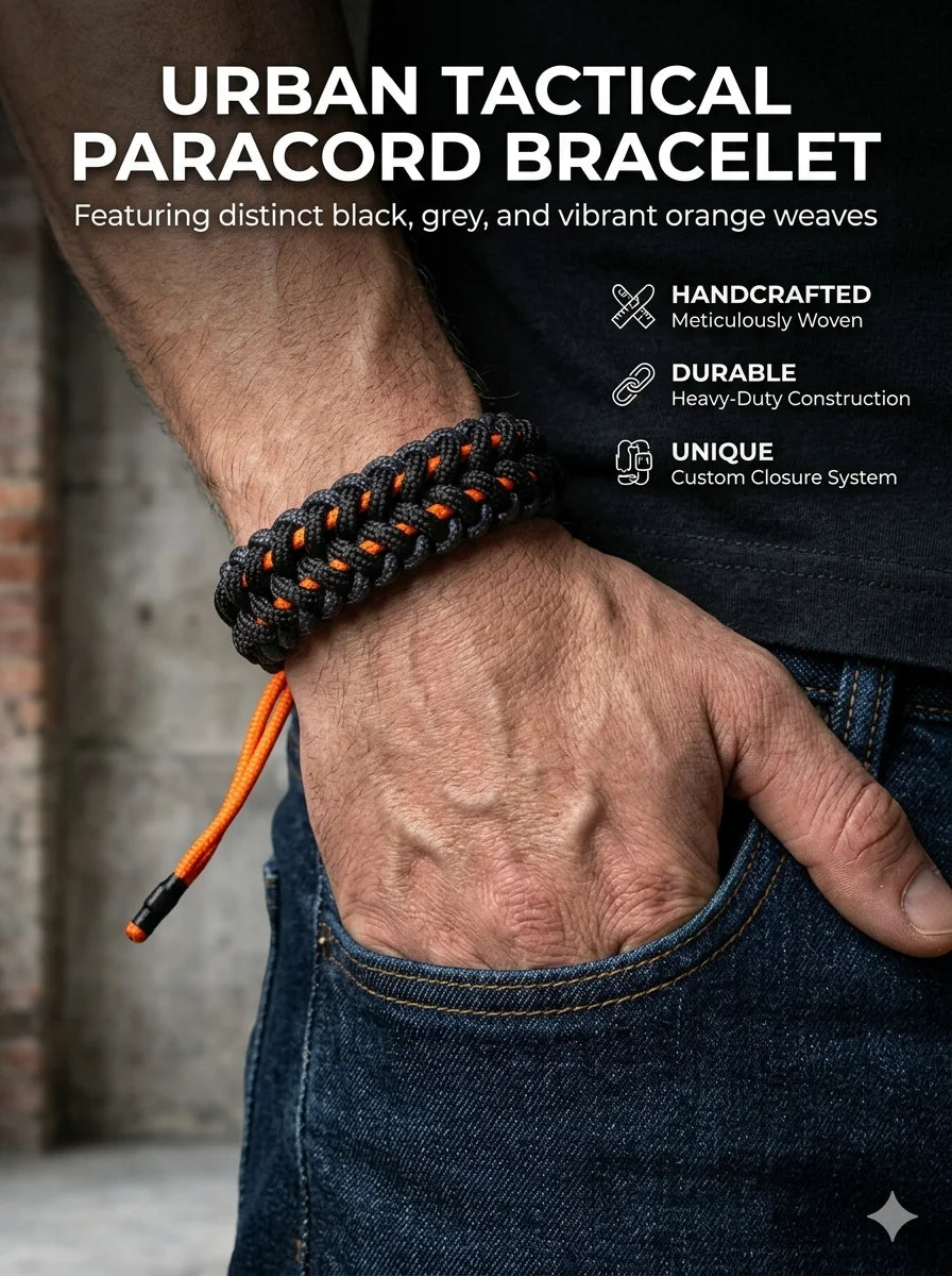 Outdoor Survival Paracord Bracelet - Handwoven Tactical Rope, Unique Closure, for Camping Hiking