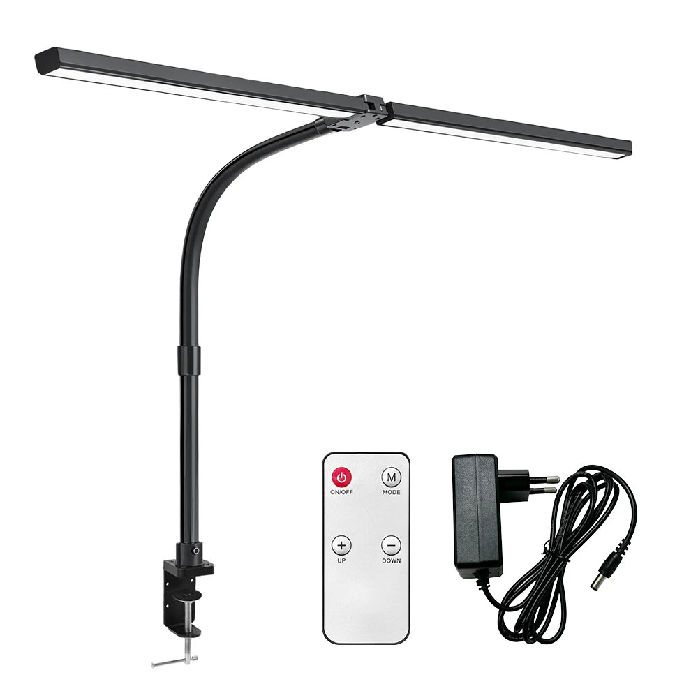 Nastaviteľná LED stolová lampa so svorkou a automatickým stmievaním svetla