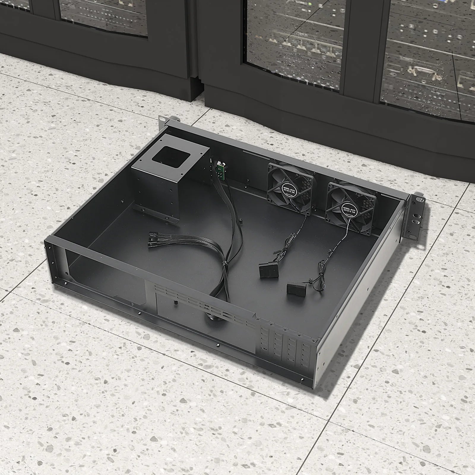 2U chassis aluminium panel ultra kort industrielt kontrolserver chassis datalagring bundkort serverkasse