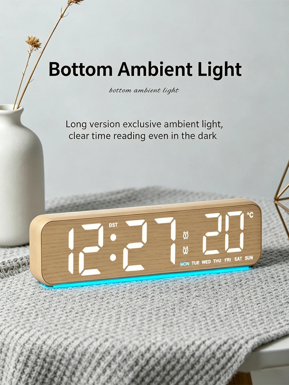 Wood-Style Digital Dual Alarm Clock