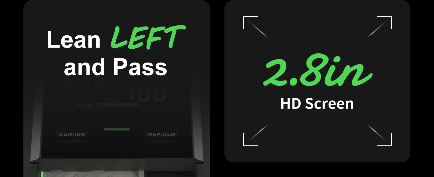 Counterfeit Bill Detector with 2.8 Inch Screen and Total Value Display
