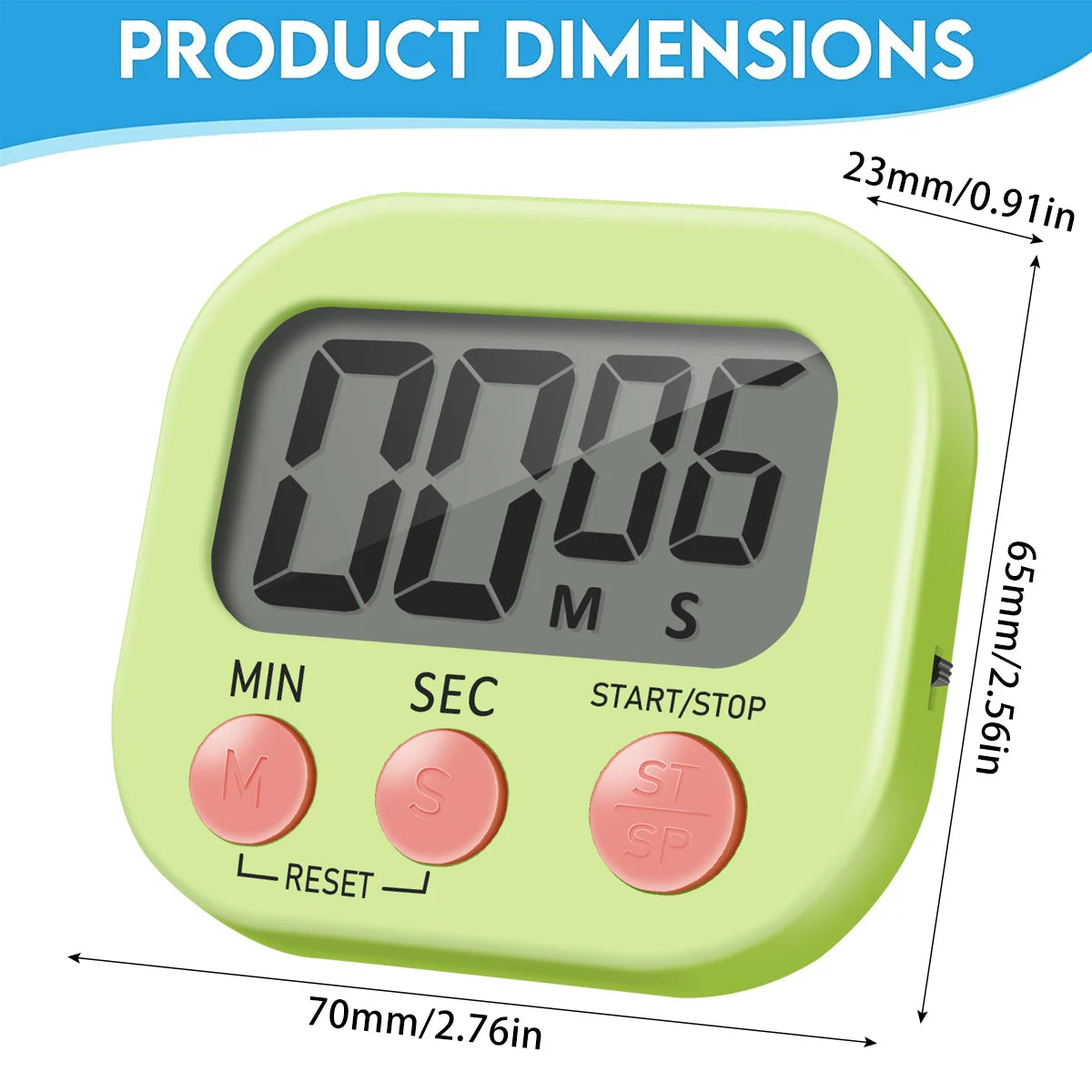 Wind-Up Kitchen Timer, Mechanical 60-Minute Dial, 4 Styles