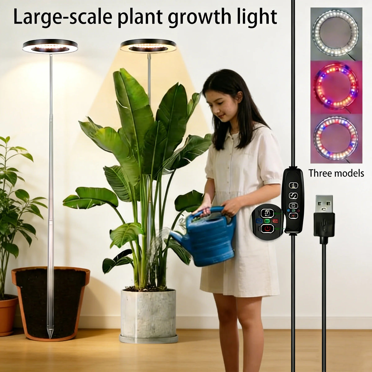 LED Grow Light for Indoor Plants with Timer and Extendable Stand