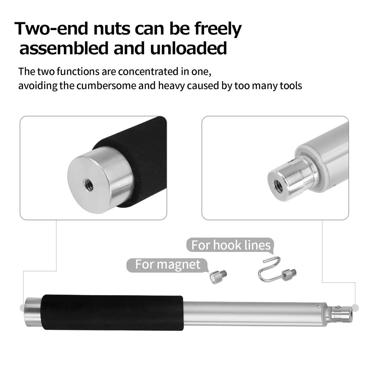Telescopic Magnetic Pickup Pole with Hook