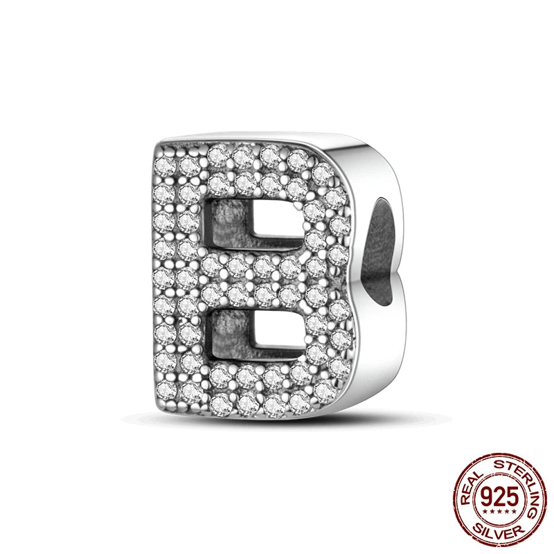 925 Sterling Silver Alphabet Bead Charm