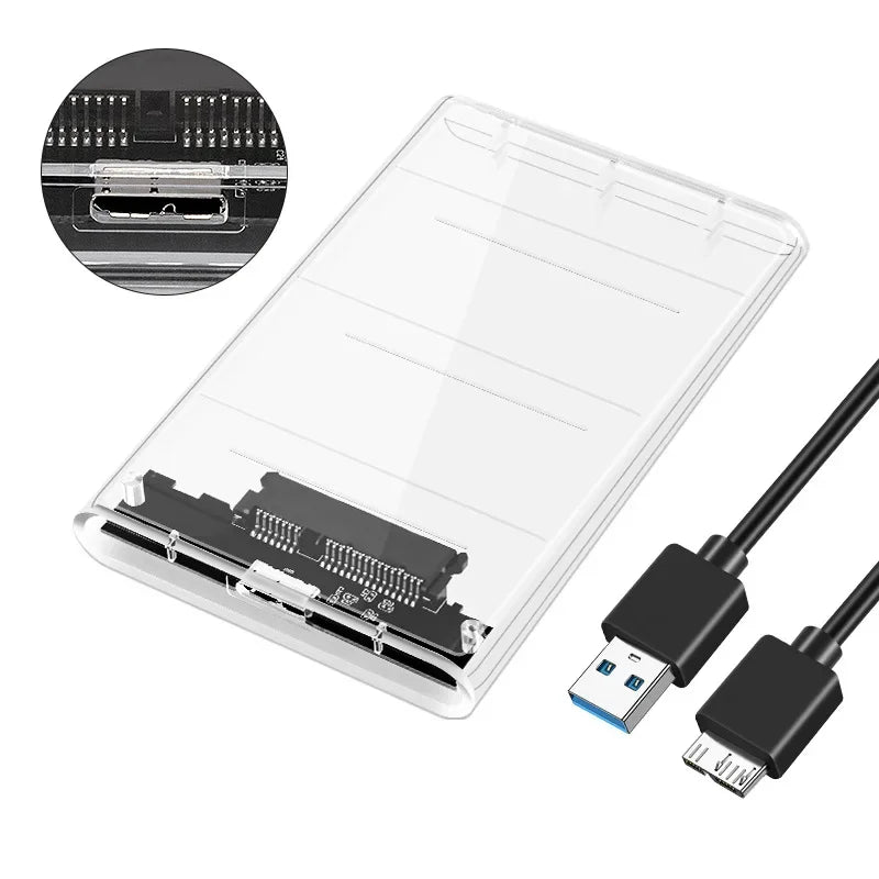 Transparent 2.5-Inch SATA HDD/SSD USB Enclosure