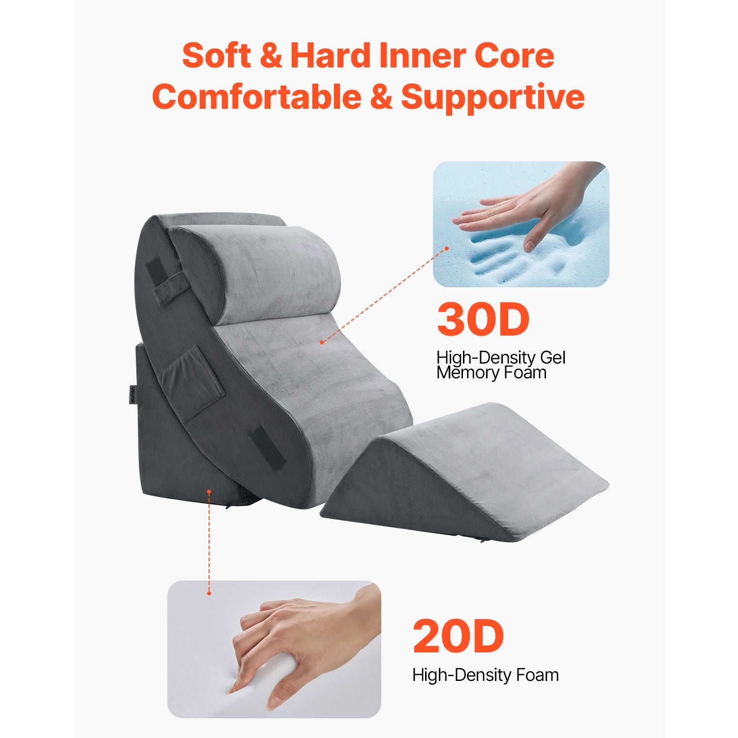 Adjustable 4-Piece Wedge Pillow Set for Sleep & Recovery Support
