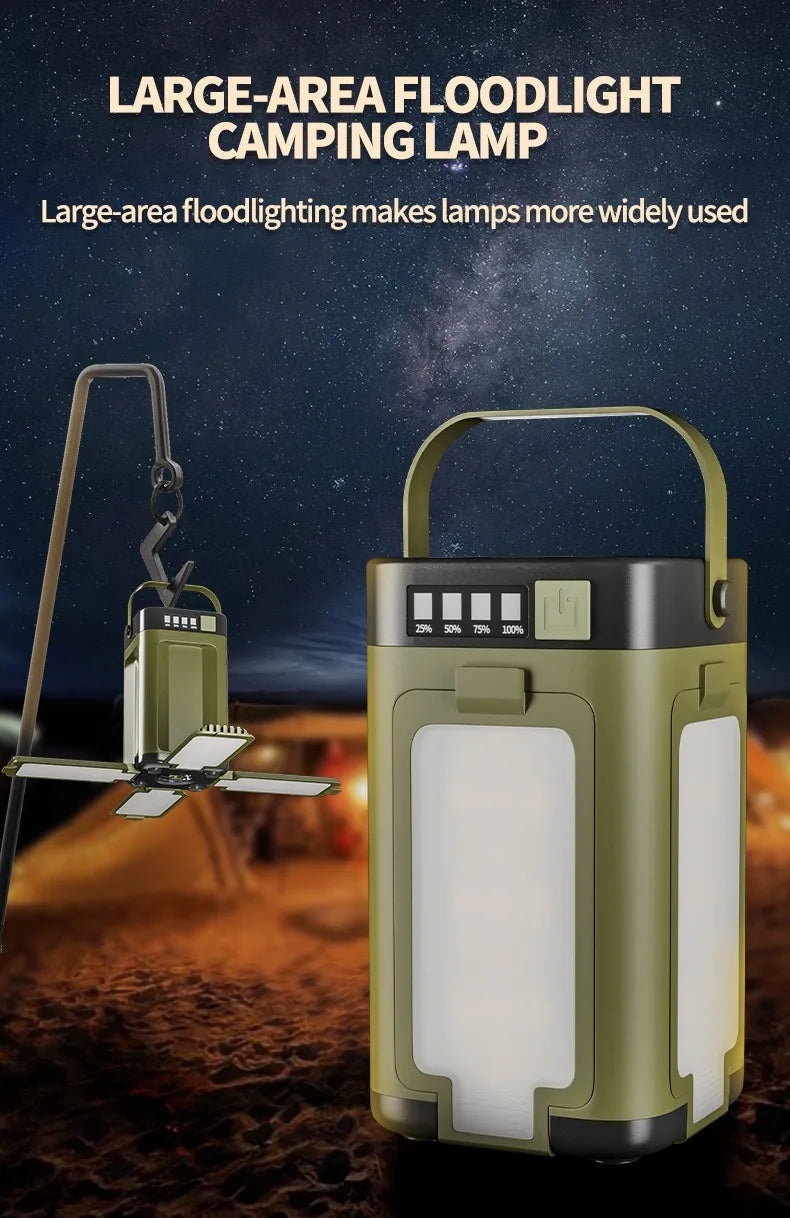 Lanternă pliabilă de camping cu 4 foi, solară, reîncărcabilă, lumină de urgență