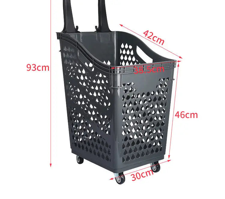 Supermarket shopping trolley high back basket hand pull shopping basket trolley shopping cart
