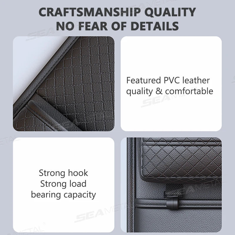 SEAMETAL Luxury Car Seat Back Storage Bag Multifunction Backseat Organizer Storage Pocket Wear-Resistant Seat Anti Kick Guard