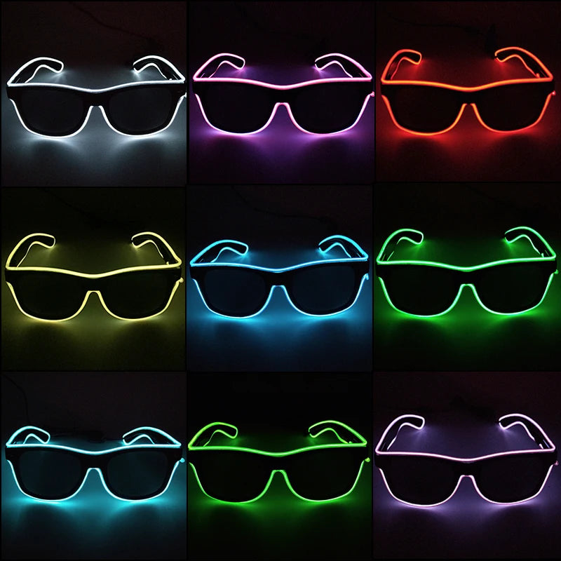1PC Light Up LED Glasses Glow Sunglasses EL Wire Neon Glasses Glow in The Dark Party Supplies Neon Party Favors for Kids Adults