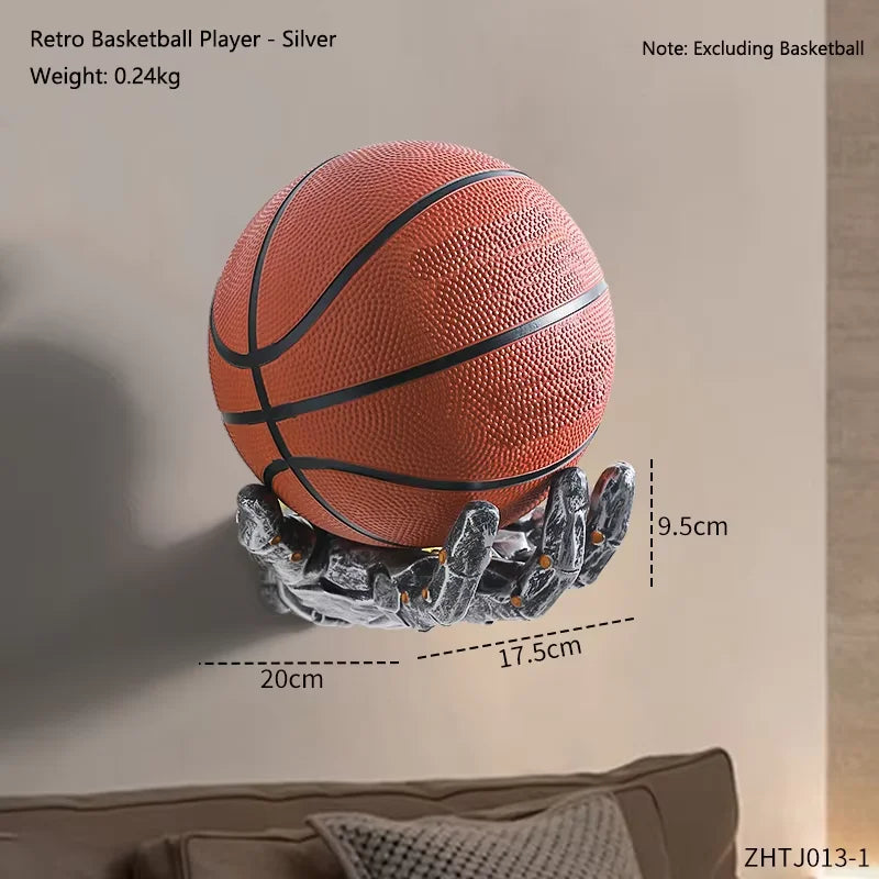 Wall-Mounted Robotic Arm Rack for Basketball and Football