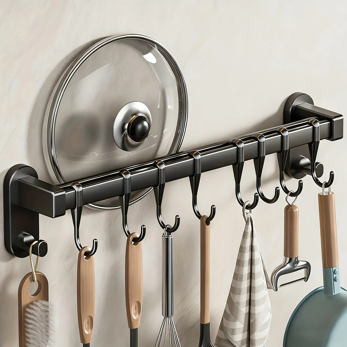Wall-Mounted Plastic Kitchen Storage Rack, Adhesive or Screws