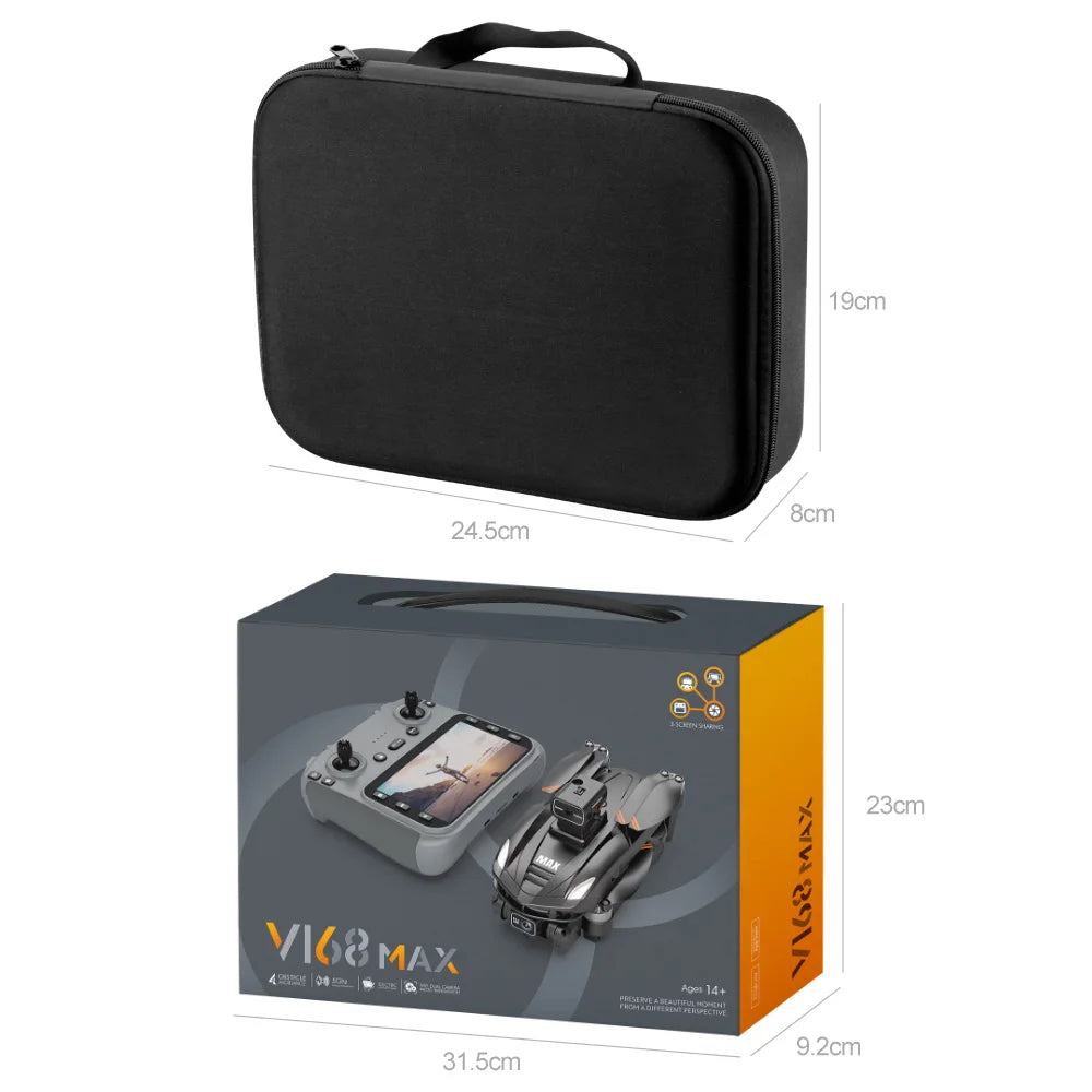 NEW V168 Pro MAX GPS Drone 4K Professional 1080P HD Camera 5G WIFI FPV Drone Brushless Motor 2 Batteries 4.5 Inch Large Screen Remote Control Quadcopter Boys Toys