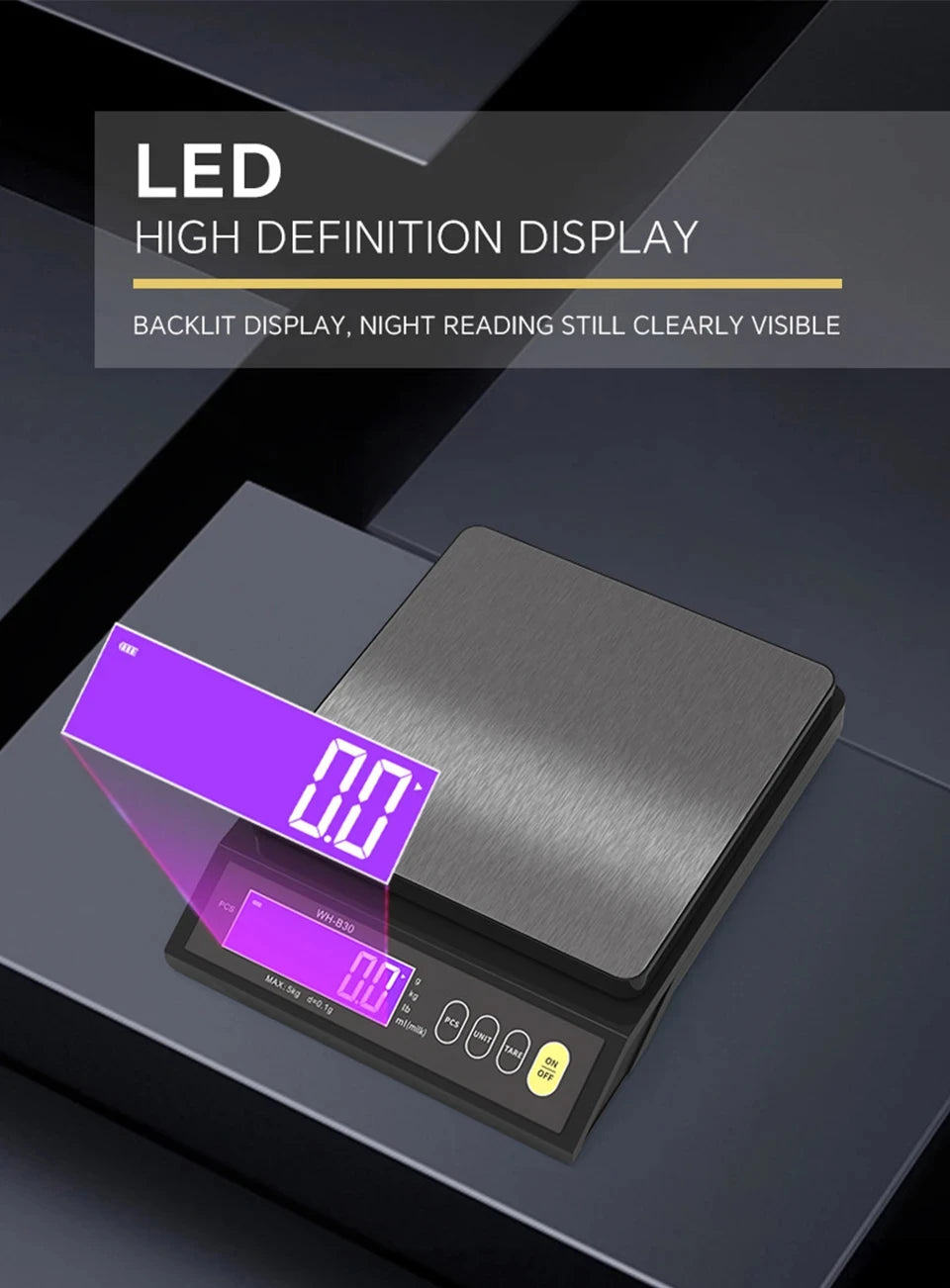 USB-Rechargeable Digital Kitchen Scale - Capacity Options