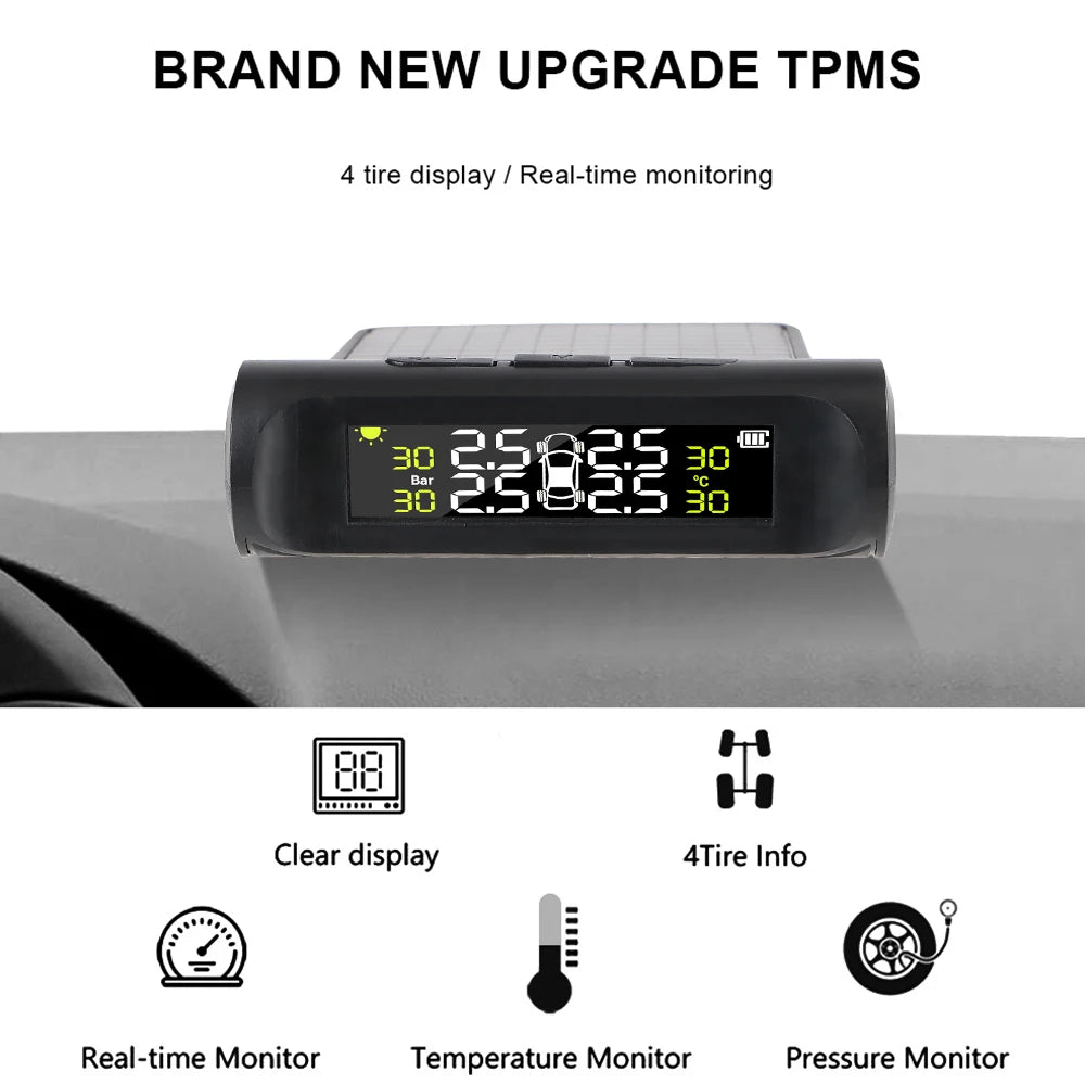 Solar TPMS Tire Pressure Monitoring System with External Sensors