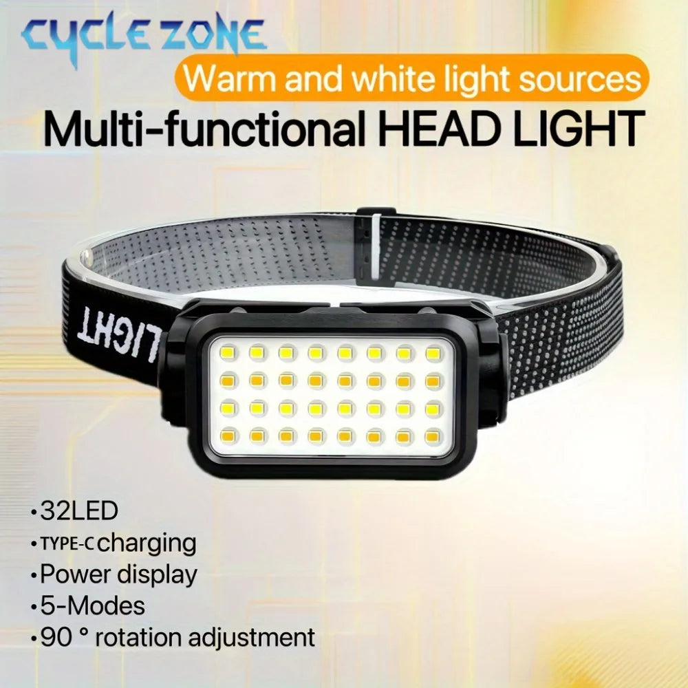 Rechargeable White and Yellow LED Headlamp