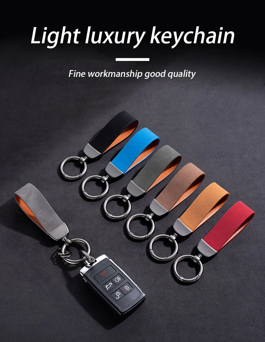 SEAMETAL Suede Car Keychain Ring Vintage Leather Zinc Alloy Key Chain Keys Holder Universal Luxury Keyring Car Accessories