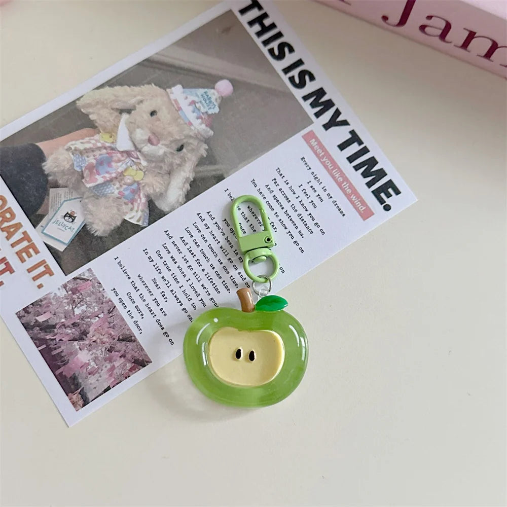 1/2 τεμάχια Cartoon Apple Red Green Cute Keychain για Γυναίκες Lovely Acrylic Apple Shape Bag Decorative Pendant Phone Key Chain Gifts