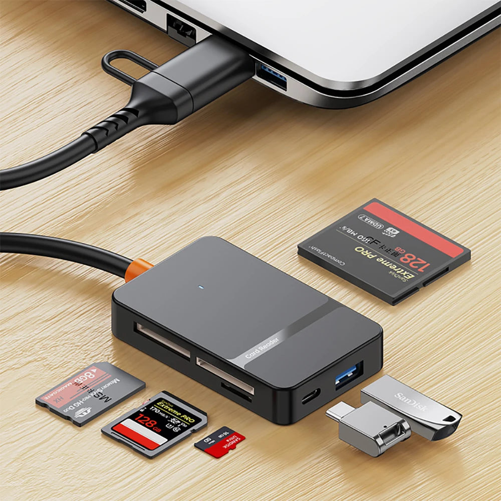 Czytnik kart USB obsługujący wiele formatów, 6 w 1 lub 8 w 1