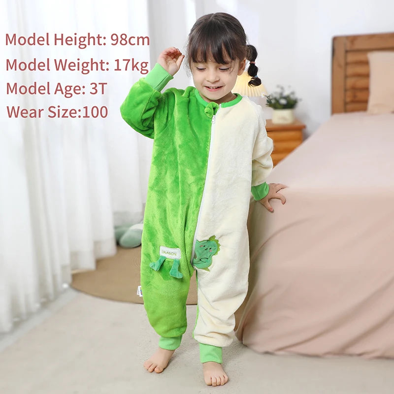 Cartoon Flannel Sleepsack Pajamas for Kids