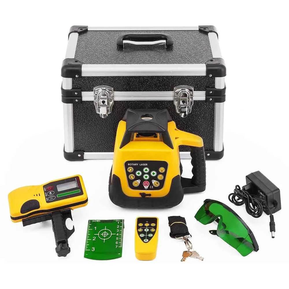 Rotary Laser Level Kit with Tripod and Staff