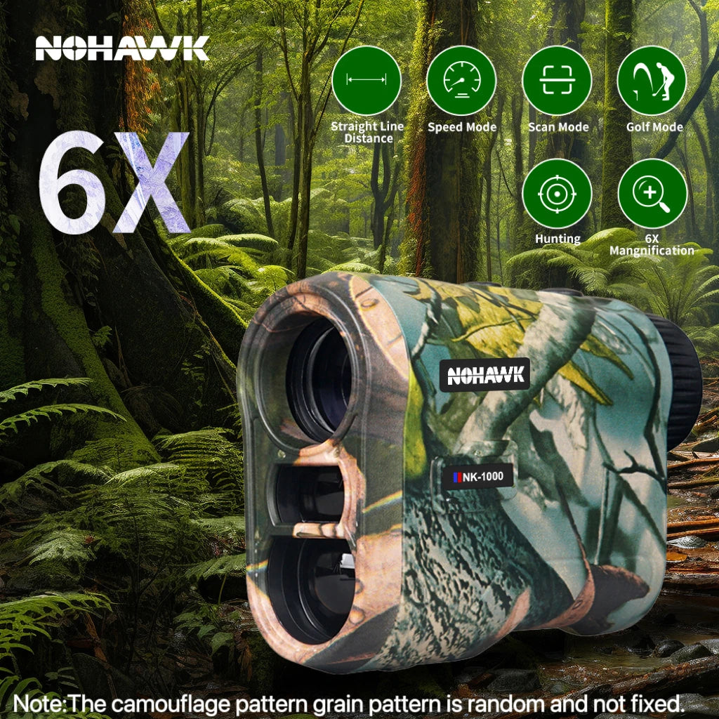 NOHAWK Golf Laser Rangefinder USB Rechargeable with Slope Compensation For Golfer Range Finder Hunting Monocular
