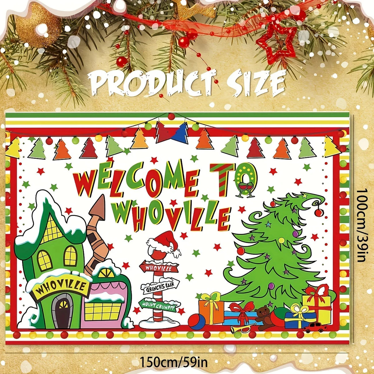 Christmas 'Welcome to Whoville' Fabric Backdrop