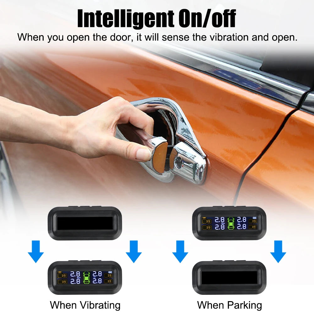 Solar TPMS Tire Pressure Monitoring System with External Sensors