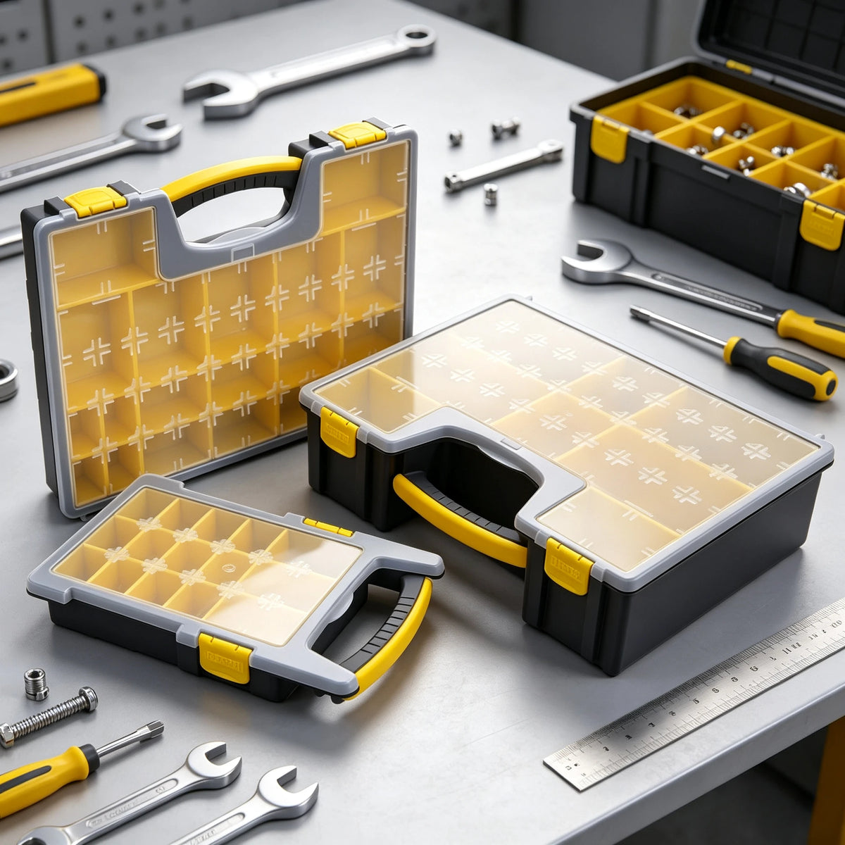 Small Parts Organiser Case with Removable Bins, Two Sizes