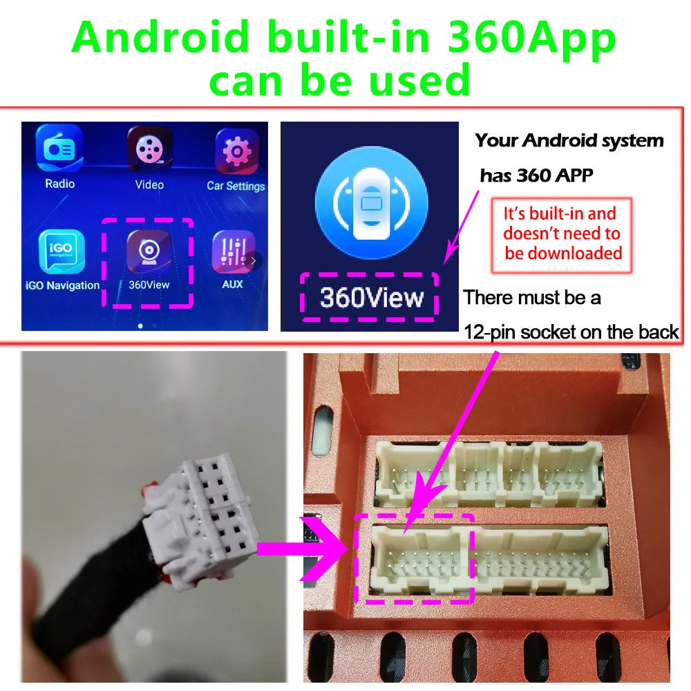 Car 360° Panoramic Camera System for Android Multimedia Screen