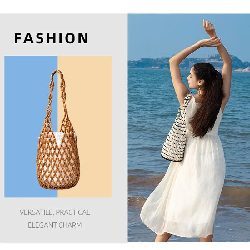 Open-Weave Bead-Style Tote Bag