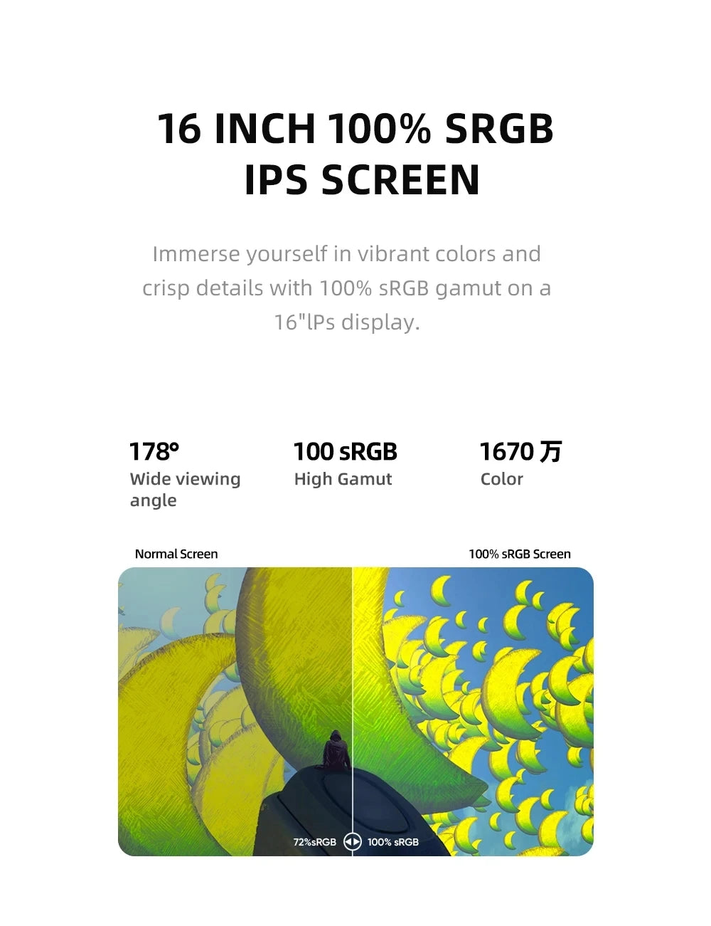 ARZOPA 16calowy 2K przenośny monitor 16:10 ekran IPS z mini HDMI typu C drugi wyświetlacz do MAC/laptopa/PC/Xbox/PS4/5/Switch,Z1RC